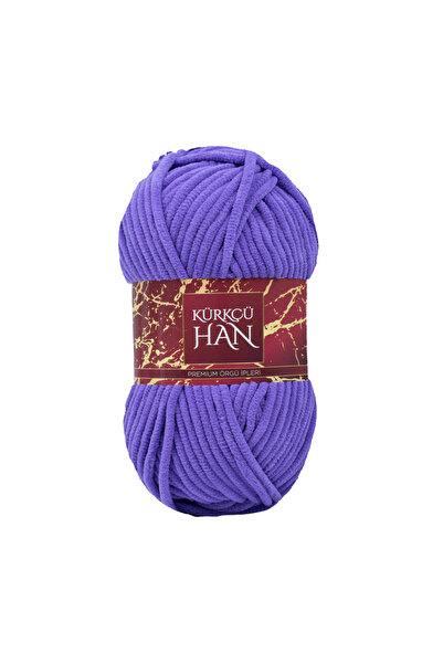 Kürkçü Han Kadife Yün Koyu Lavanta 100gr %100 Polyester Yumuşak Pofuduk Örgü İpi