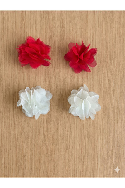 Jeevee Hairless Baby Clips - 2 Sets of 4 Pieces Frida Model Ecru Red