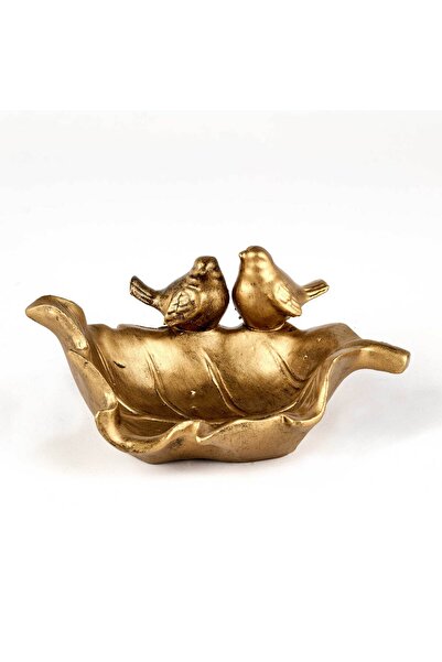 Edvu Konsept Çift Kuşlu Tabak Gold Eskitme