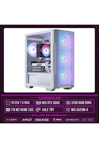 MSI FORGE M100 Ryzen 7 5700X 32GB Ram 1TB M.2 NVMe SSD 8GB RTX5060 Masaüstü O...