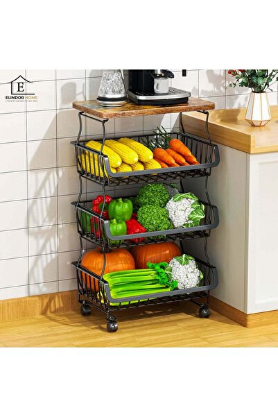 Elindor Kitchen Organizer 4 Levels Elindor® Trolley Type with Wheels, Adjusta...