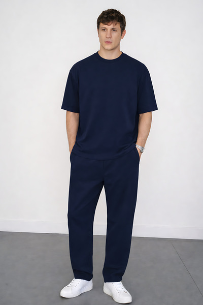 YAKAMEL Men's Oversized Short Sleeve Comfortable Fit Tie-Waist Tracksuit Set