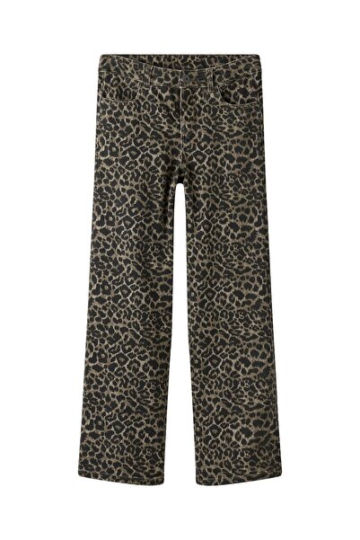 TWO SOON Twillhose široké kalhoty s leopardím potiskem