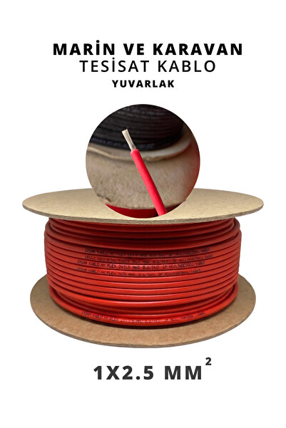 ERİŞİM Yuvarlak Marin Karavan Tekne Kablosu 1x2.5 Kırmızı 3M