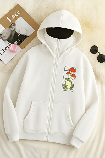 ZAVIXO KAR MASKELİ NİNJA UNISEX FERMUARLI TAŞ SWEATSHIRT HIRKA 3 İPLİK KALIN ...