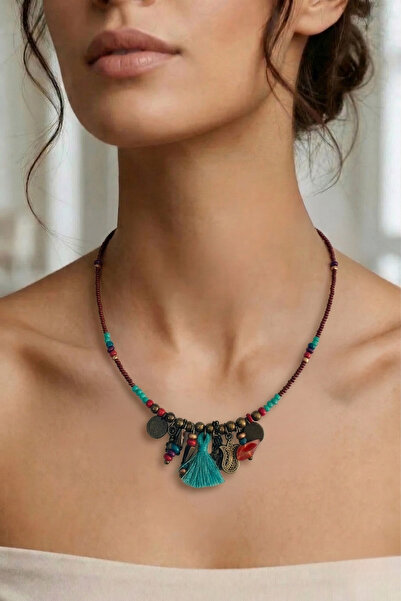 PETEK AKSESUAR Ethnic Bohemia Antique Tasseled Tulip Necklace