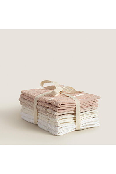 Chakra Chic 100% Cotton 8-Piece Hand Towel Set 30X40 cm Salmon/Beige/Ecru/White