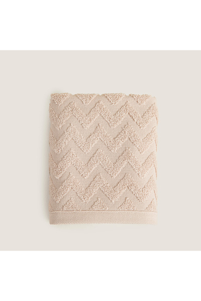 Chakra Зигзаг 100% памучна кърпа за ръце 30x40 см бежова