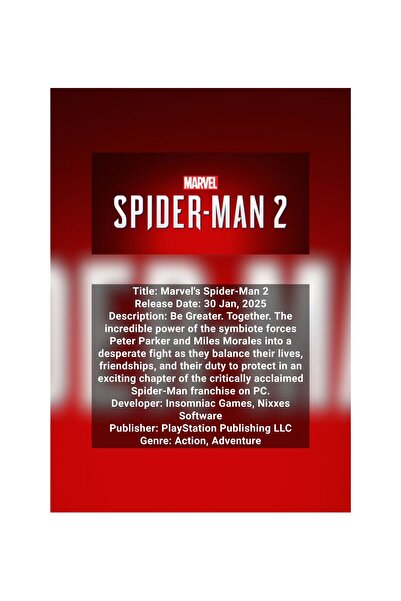 OEM Poster Infografic Marvel's Spider-Man 2, Design Gaming Colectie, Carton 2...