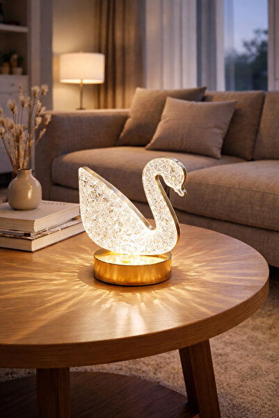 newar Kuğu Model Kristal LED Masa Lambası Dokunmatik 3 Renk Şarjlı Dekoratif ...