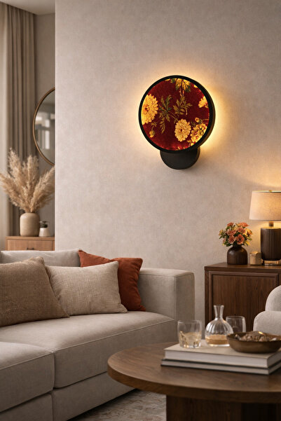 Natiorj Ledli Kumaş Model Pilli Tak Çalıştır Aplik Özel Dekoratif Abajurlu Sa...