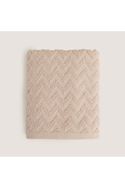 Chakra Prosop de față 100% bumbac zigzag 50x80 cm Bej