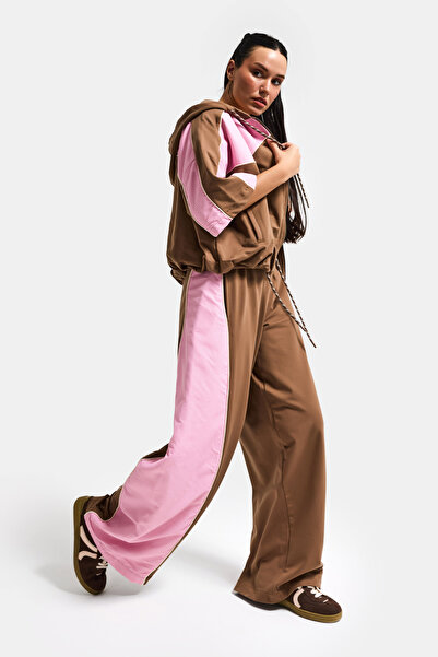 it's basic طقم تصميم نسائي من قطعتين باللون البني والوردي s6-16