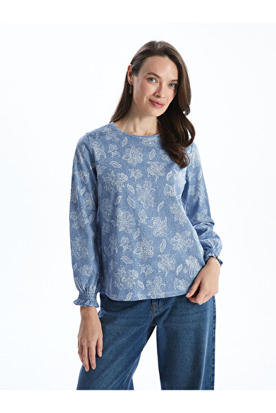 LC Waikiki Nevavm with a Difference of Lcw Grace Blue Oval Neck Floral Women'...