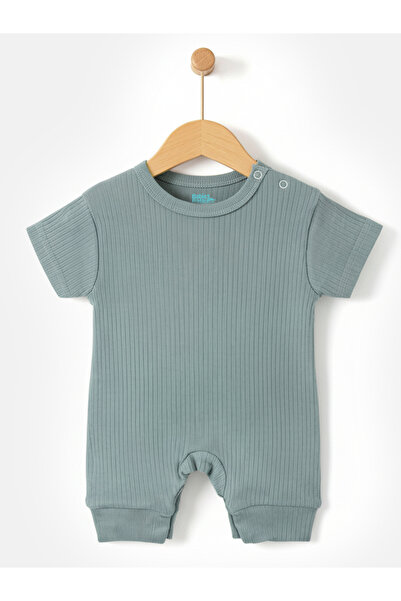 Babies Basic Ribbed Cotton Short Sleeves Romper