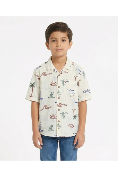 ruff Boys All‑Over Print Short Sleeve Shirt – Soft Cotton Casual Wear