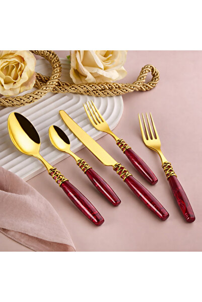 Pink&More Gold Minerva Fork Spoon Knife Set