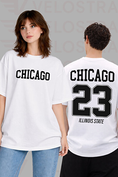 Velostra تي شيرت قطني ممشط للجنسين مطبوع عليه شيكاغو للرجال والنساء، مريح للا...