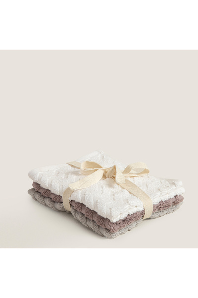 Chakra Зигзаг 100% памучен комплект от 3 кърпи за ръце 30x40 см Сив/Лилав/Бял