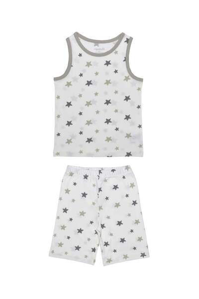 OrganicKid Gray Star Çocuk Atlet ve Şort Pijama Takımı