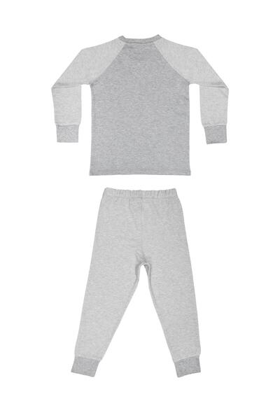 OrganicKid Gray Star Çocuk Gri Çizgili Pijama Takımı