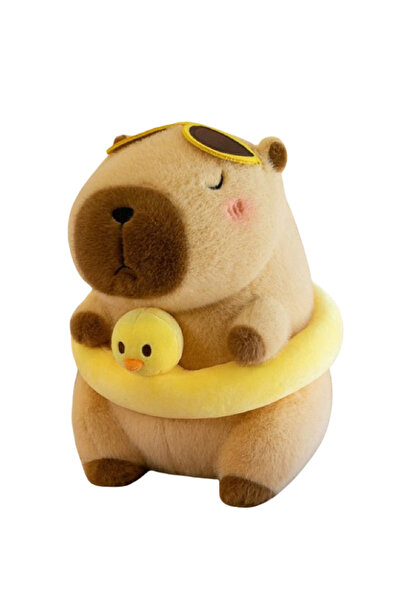 OEM Jucărie de Pluș Capybara cu Colac Rățușcă 20 cm, Model Kawaii