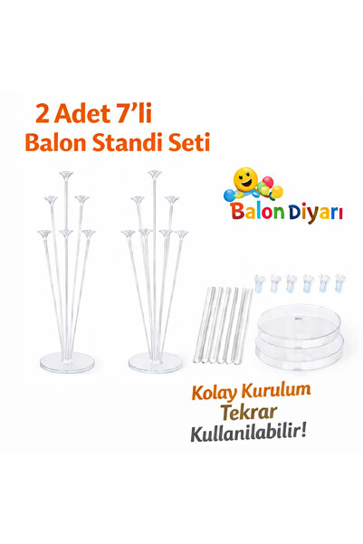 BALON DİYARI 2 adet balon süsleme dekarasyon standı 7'li çubuklu stand