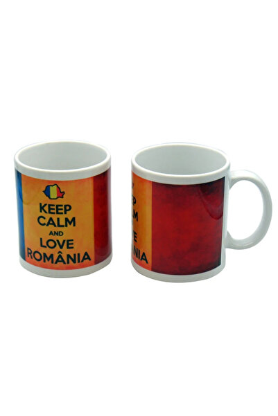 OEMS Cană „Păstrează-ți calmul și iubește România”, ceramică, multicoloră, 25...