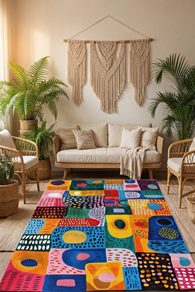 Dally Home Dijital Kaymaz Baskılı Yıkanabilir Salon Halısı Mutfak Halısı Yolluk