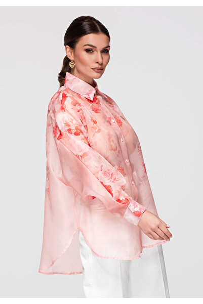 OMBRE Femei Cămașă Oversize Elegantă OW-SH-E0028 Rose