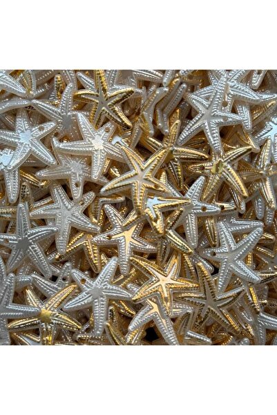 yiğit aksesuar 20Pcs White Gold Sea Star Pearl Beads Plastic Jewelry Making S...
