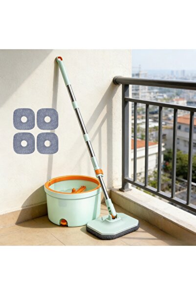 FOXMAG24 360° rotating mop set with centrifugal bucket, water drainage system...