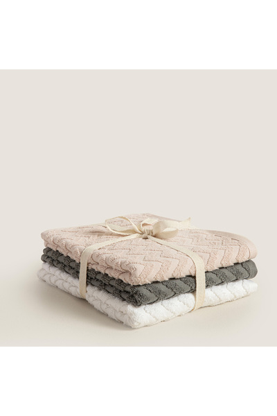 Chakra Зигзаг 100% памучен комплект кърпи за лице от 3 части 50x80 см