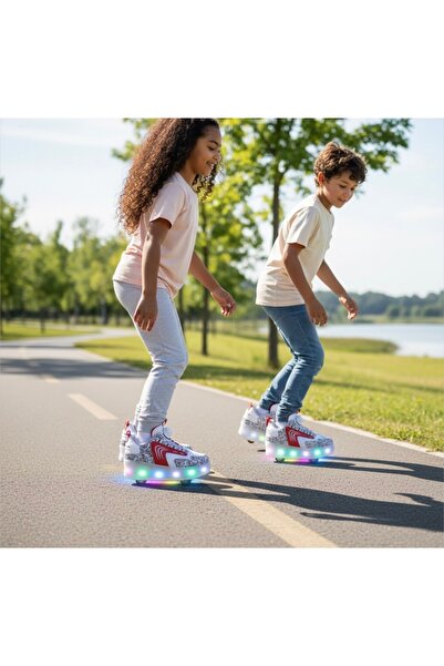 JOJO KIDS unisex çocuk ışıklı patenli ayakkabı , on off düğmeli , oto bağcık ...