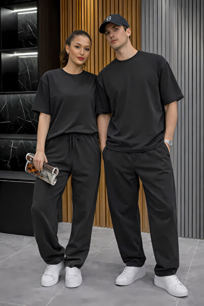 YAKAMEL Special Short Sleeve Oversized High Waist Crew Neck Sweatpants Set fo...