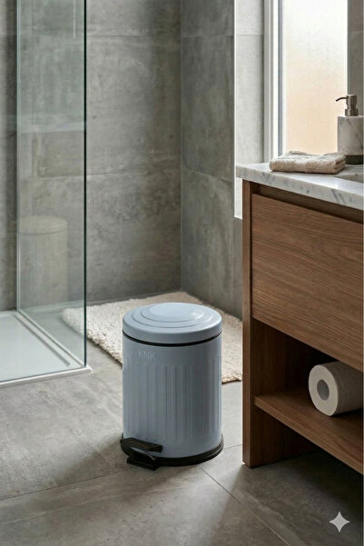 GörSeç سلسلة فينتاج - سلة مهملات رمادية اللون سعة 5 لتر مع غطاء ممتص للصدمات ...