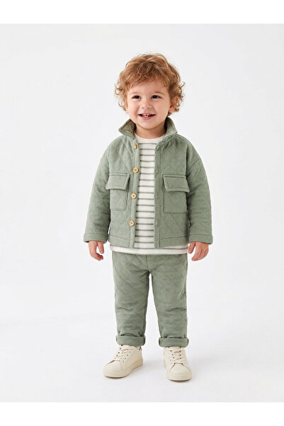 minniobaby Boys' Quilted Textured 3-Piece Set - Spring Season Buttoned Jacket...