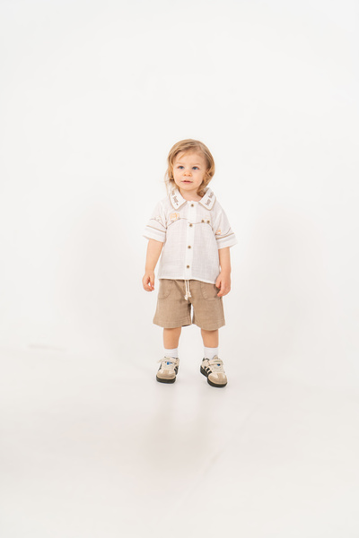 JNF kids Baby Boy Summer Embroidered Shirt Shorts 2-Piece Set