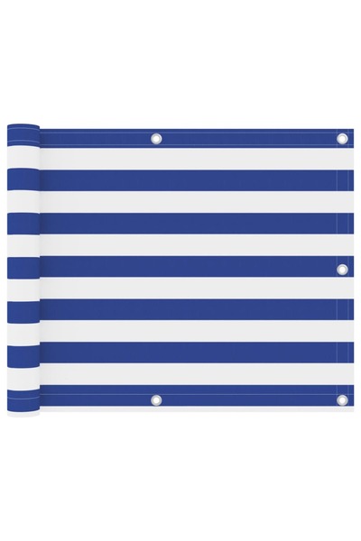 vidaxl Paravan de balcon, alb și albastru, 75 x 500 cm țesătură oxford