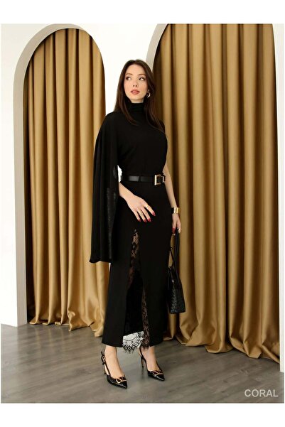 Coral Ripped Lace Long Skirt De261017 Black