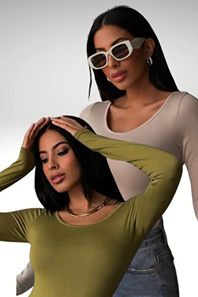 Bipantolon Women's Cream Oil Green Princess Collar