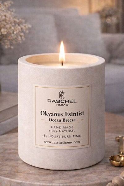 Raschel Home Premium Extra Yoğun Esans Kokulu 170 cc Kum Renk Beton Mum 35 Sa...