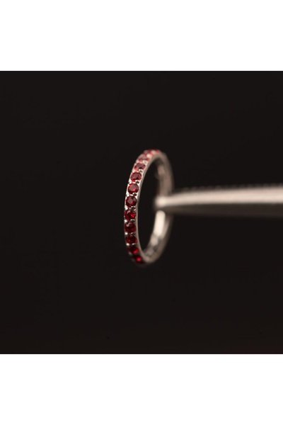 Rupen Kraft %100 Cerrahi Çelik Zirkon Kırmızı Su Taşı 8mm x 1.2mm Çelik Kilit...