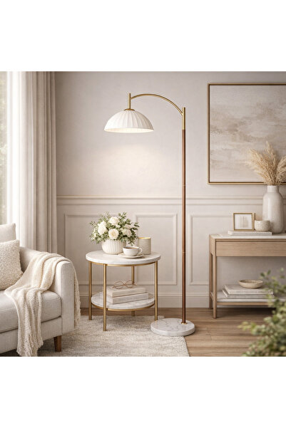 Crestj مصباح أرضي فاخر بتصميم منحني عصري وقاعدة رخامية أنيقة- فخامة لغرف المع...