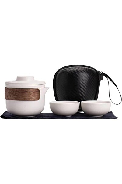 Arabest Portable Travel Tea Set, Ceramic Teapot with Infuser and 2 Cups, Carr...