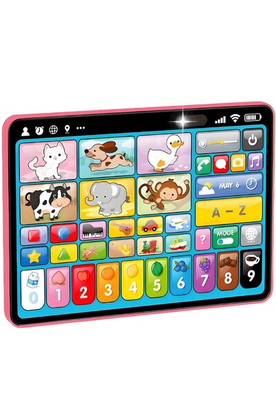 SARALMA Tableta interactiva educativa multicolora roz pentru copii, cu animal...