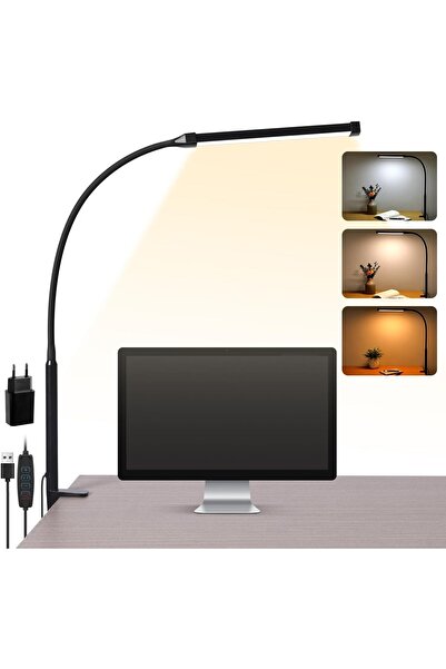 NO BRAND Desk Lamp LED Clampable, Dimmable Desk Lamp with 3 Colours and 10 Br...