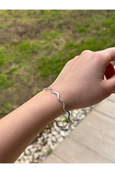 Amora Perla Jewelry 925 Ayar Gümüş Dalgalı Ajda Bileklik Zigzag Minimal Wave ...
