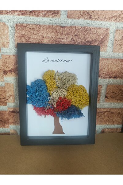 OEMS Tablou „Copacul vieții” cu licheni stabilizați, dimensiune ramǎ 17×22 cm