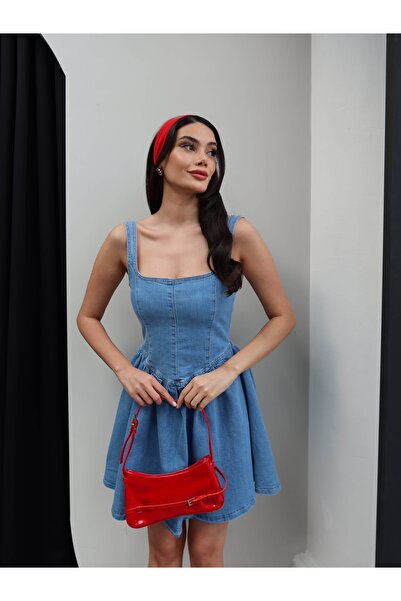 ESRAHELVACI Rochie mini din denim cu fundă la spate